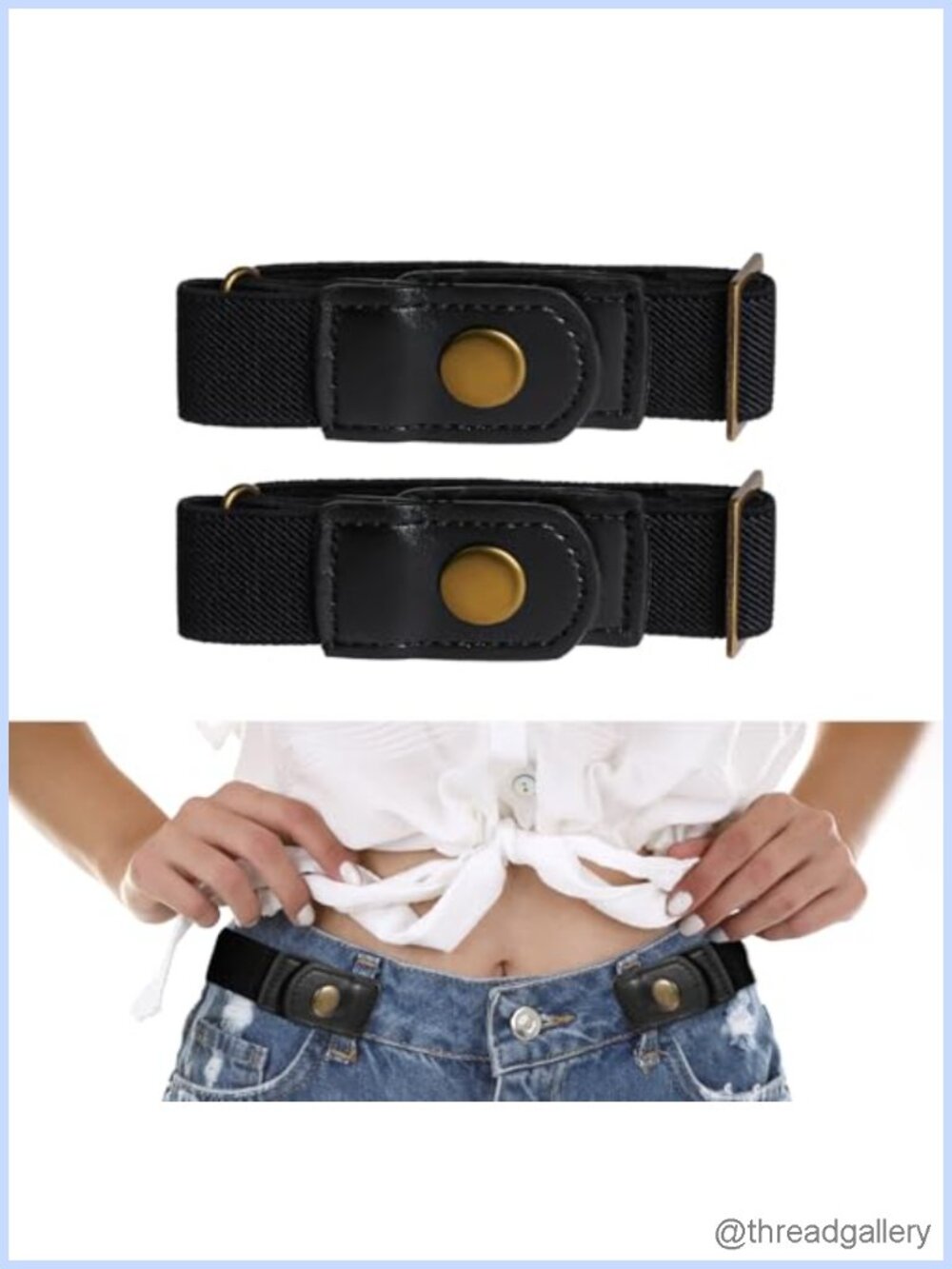 Invisible No Buckle Elastic Stretch Belt Leather Metal Adjustable